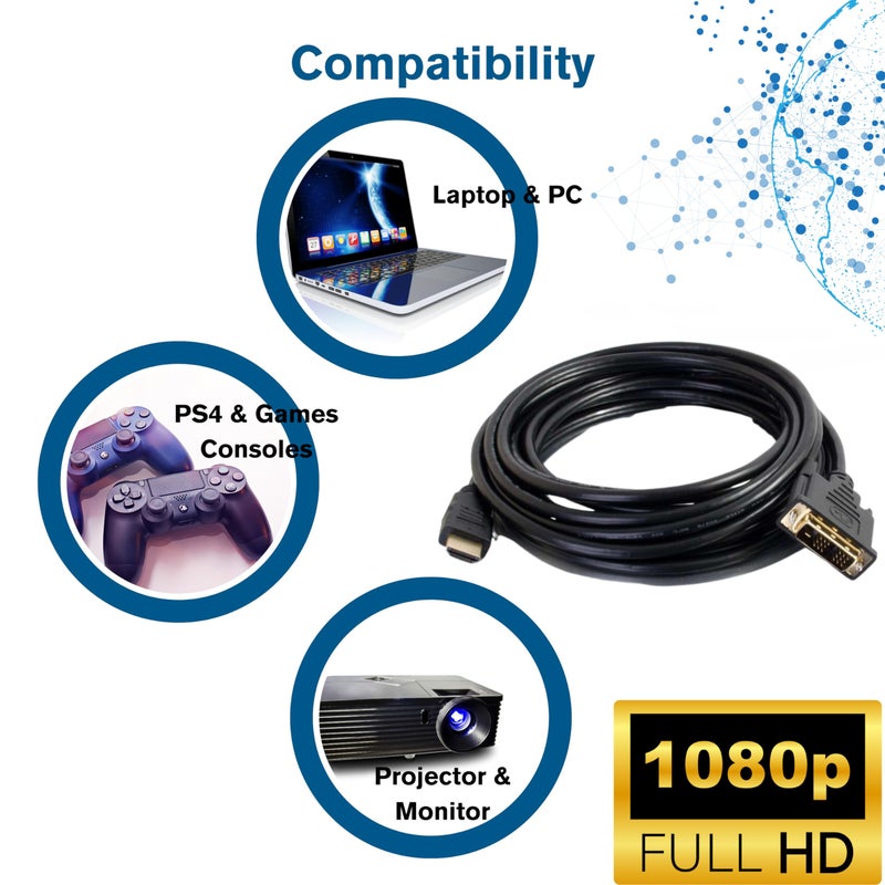 C2G Legrand - C2G DVI to HDMI Cable, DVI-D Male to HDMI Male, Black HDMI Adapter Cable, 1 Meter (3.28 Feet) Bi-Directional Adapter Cable, 1 Count, C2G 42514 - Image 5